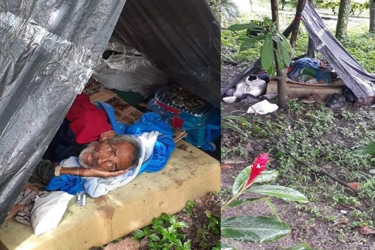 Edgar Ortegón, adulto mayor que permanece abandonado en un parque de Ibagué. Fotos: Suministradas/ Q'Hubo.